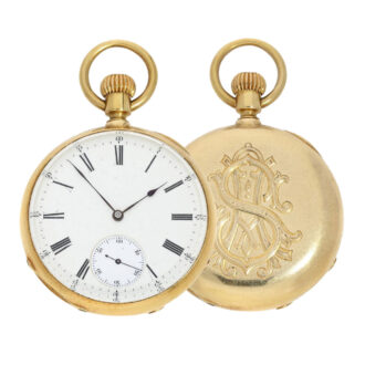 Swiss gold open faced lever pocket watch Circa 1878