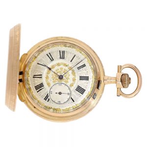 Swiss gold lever watch with Louis XV case Circa 1880