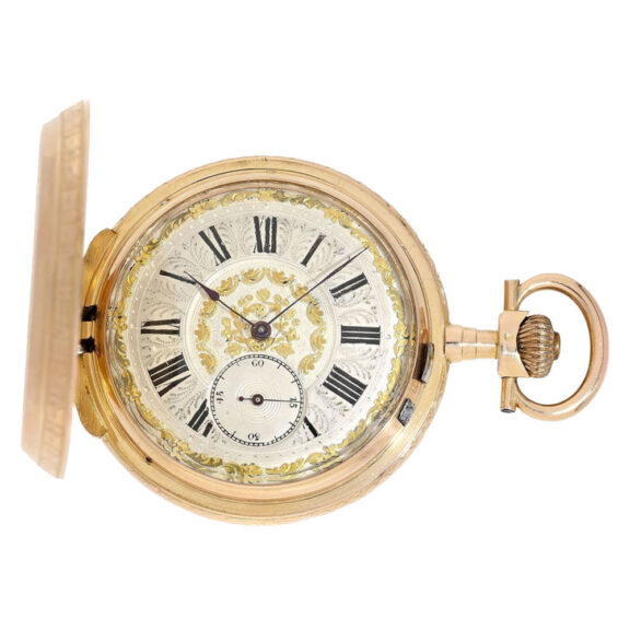 Swiss gold lever watch with Louis XV case Circa 1880