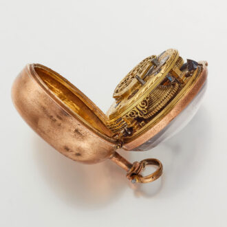 An English verge watch in gilt repousse pair cases Circa 1760