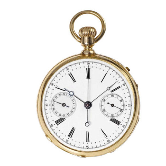 Swiss gold chronograph pocket watch with date Circa 1867