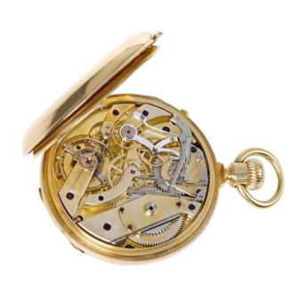 Swiss gold pocket watch with chronograph and date Circa 1867