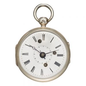 French silver keywind pocket watch with alarm Circa 1800