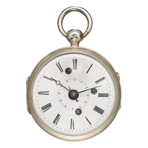 French silver keywind pocket watch with alarm Circa 1800