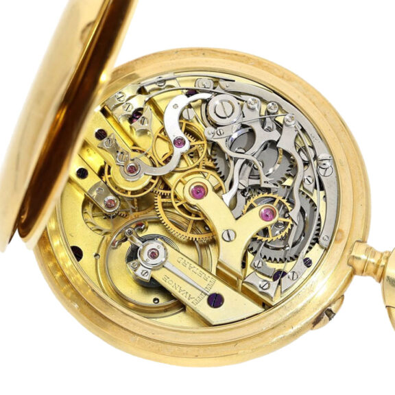 Swiss gold open faced chronograph pocket watch Circa 1900 Swiss gold open faced chronograph pocket watch Circa 1900