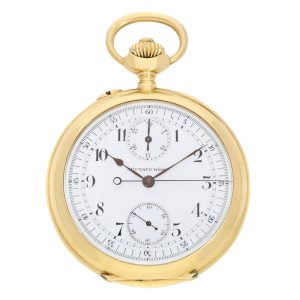 Swiss gold open faced chronograph pocket watch Circa 1900