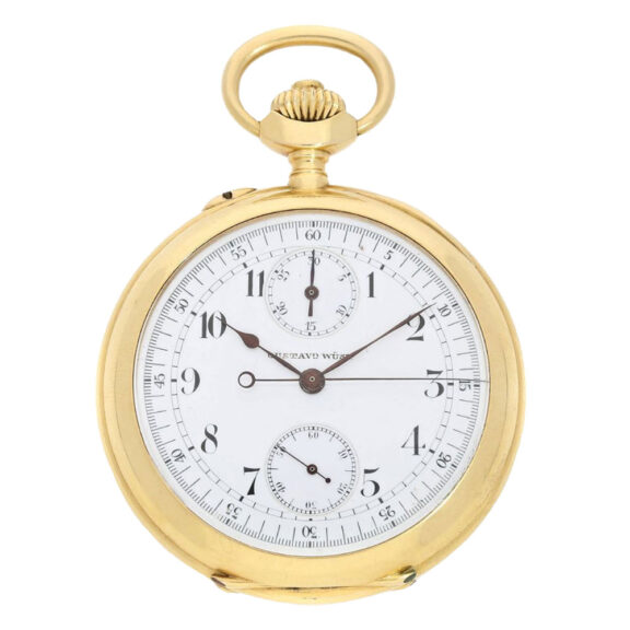 Swiss gold open faced chronograph pocket watch Circa 1900