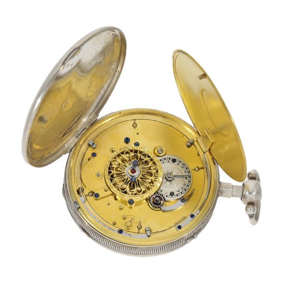 Silver open faced repeating verge pocket watch Circa 1800 Silver open faced repeating verge pocket watch Circa 1800