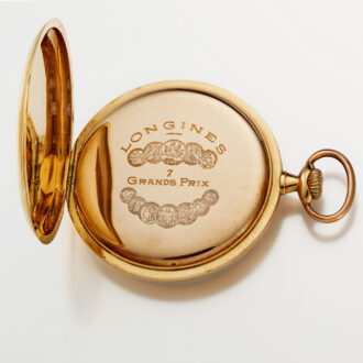 A Gold Swiss keyless lever watch by Longines Circa 1920