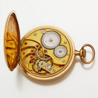 A Gold Swiss keyless lever watch by Longines Circa 1920