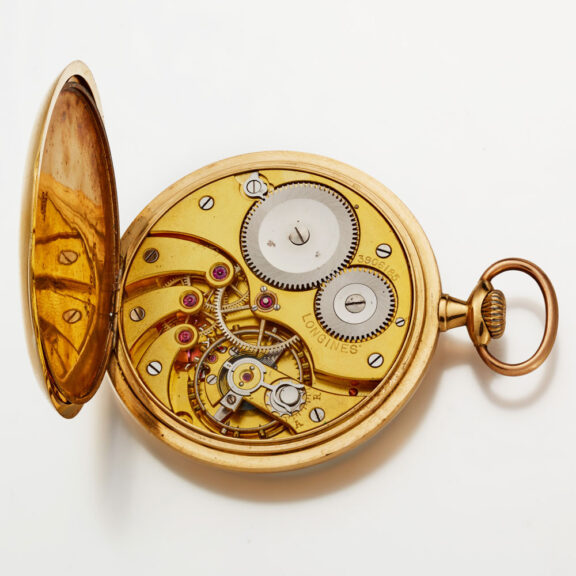 A Gold Swiss keyless lever watch by Longines Circa 1920 A Gold Swiss keyless lever watch by Longines Circa 1920