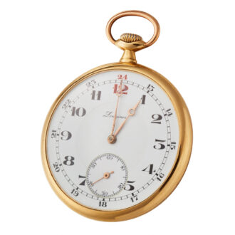 A Gold Swiss keyless lever watch by Longines Circa 1920