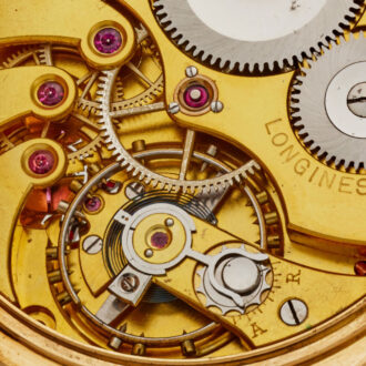 A Gold Swiss keyless lever watch by Longines Circa 1920