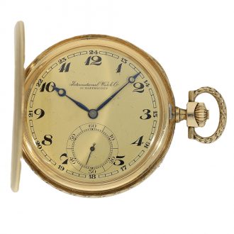 Swiss 14K gold keyless Art Deco lever pocket watch Circa 1925