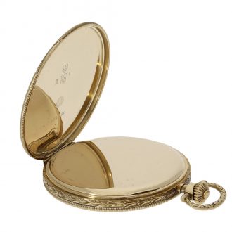 Swiss 14K gold keyless Art Deco lever pocket watch Circa 1925