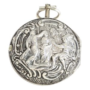 English silver repoussé pair cased verge watch Circa 1766