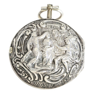 English silver repoussé pair cased verge watch Circa 1766
