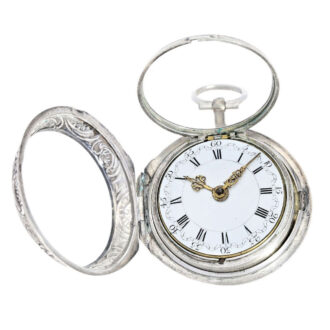 English silver repoussé pair cased verge watch Circa 1766