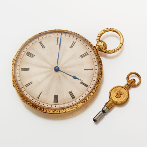 French watch with unusual engine turned silver dial Circa 1840 French watch with unusual engine turned silver dial Circa 1840