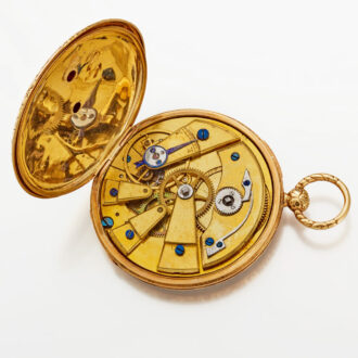 French watch with unusual engine turned silver dial Circa 1840
