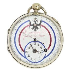 Unusual French nickel open faced pocket watch Circa 1800