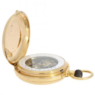 Swiss gold hunting cased ankerchronometer with calendar Circa 1870