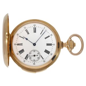 Swiss fine gold hunting cased repeating pocket watch Circa 1880