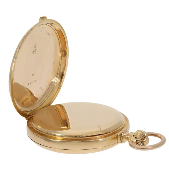 Swiss fine gold hunting cased repeating pocket watch Circa 1880 Swiss fine gold hunting cased repeating pocket watch Circa 1880