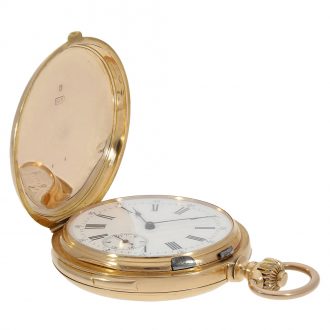 Swiss fine gold hunting cased repeating pocket watch Circa 1880