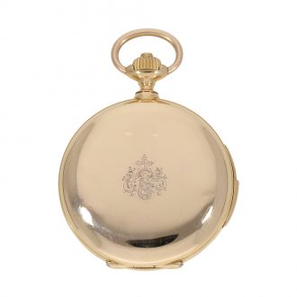 Swiss fine gold hunting cased repeating pocket watch Circa 1880