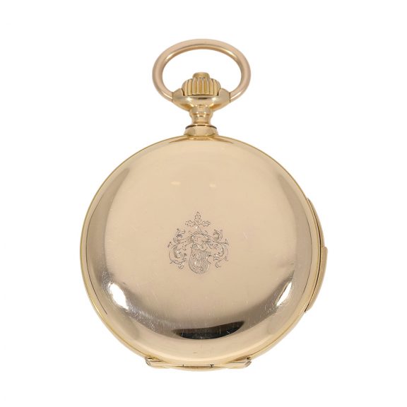 Swiss fine gold hunting cased repeating pocket watch Circa 1880 Swiss fine gold hunting cased repeating pocket watch Circa 1880