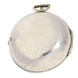 English silver pair cased watch with mock pendulum Circa 1700