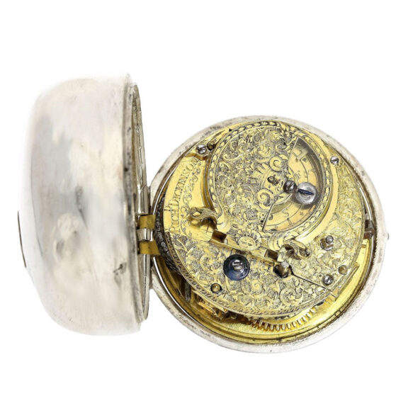 English silver pair cased watch with mock pendulum Circa 1700 English silver pair cased watch with mock pendulum Circa 1700
