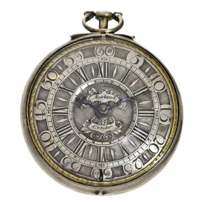 English silver verge with champlevé silver dial Circa 1700