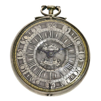 English silver verge with champlevé silver dial Circa 1700