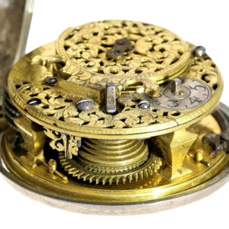 English silver verge with champlevé silver dial Circa 1700