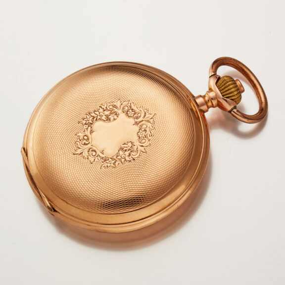 A Swiss lever in an engine turned gold case Circa 1900 A Swiss lever in an engine turned gold case Circa 1900