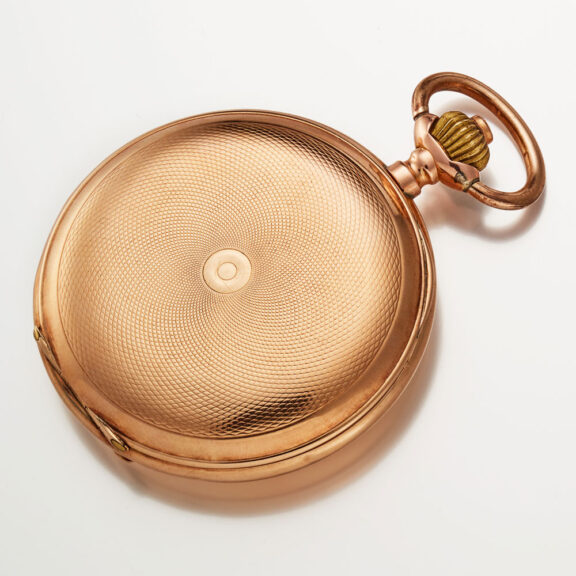 A Swiss lever in an engine turned gold case Circa 1900 A Swiss lever in an engine turned gold case Circa 1900