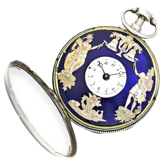 Swiss silver repeating verge watch with Jacquemart Circa 1800 Swiss silver repeating verge watch with Jacquemart Circa 1800
