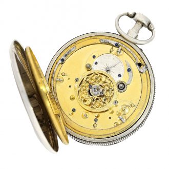Swiss silver repeating verge watch with Jacquemart Circa 1800