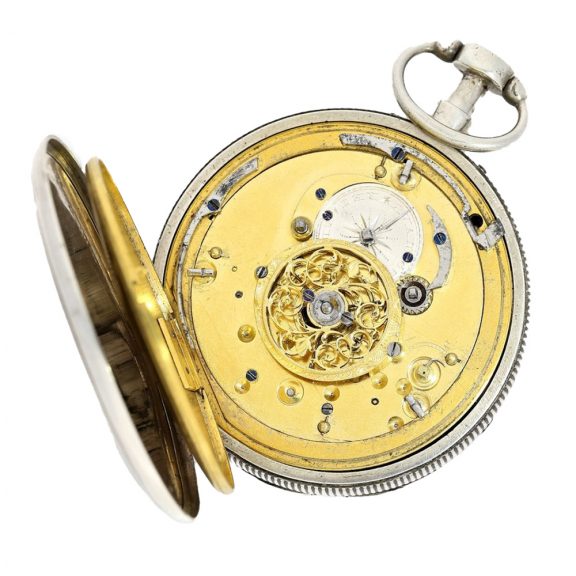 Swiss silver repeating verge watch with Jacquemart Circa 1800 Swiss silver repeating verge watch with Jacquemart Circa 1800