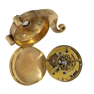 Austrian gold and enamel Oriëntal harp form watch Circa 1880