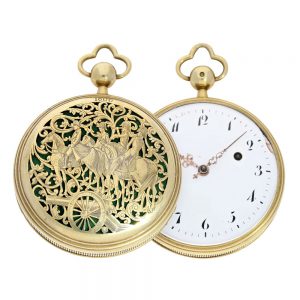 French gilt verge with engraved Napoleon scene Circa 1806