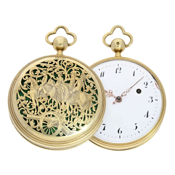 French gilt verge with engraved Napoleon scene Circa 1806