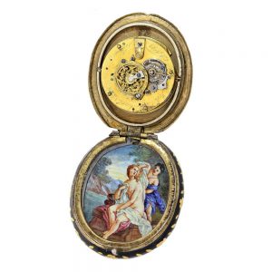 Austrian silver/enamel oval pendant pocket watch Circa 1800