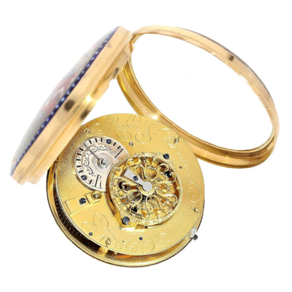 Fine Swiss gold and enamel verge pocket watch Circa 1795 Fine Swiss gold and enamel verge pocket watch Circa 1795