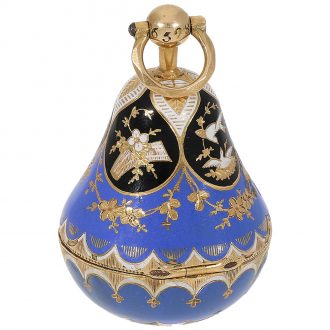 Swiss gold enamel pear-shaped pendant watch circa 1820