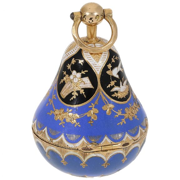 Swiss gold enamel pear-shaped pendant watch circa 1820