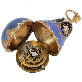 Swiss gold enamel pear-shaped pendant watch circa 1820