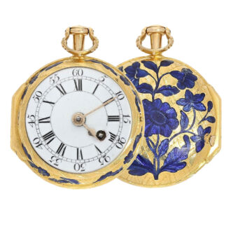 English gold and bleu enamel cylinder pocket watch Circa 1758